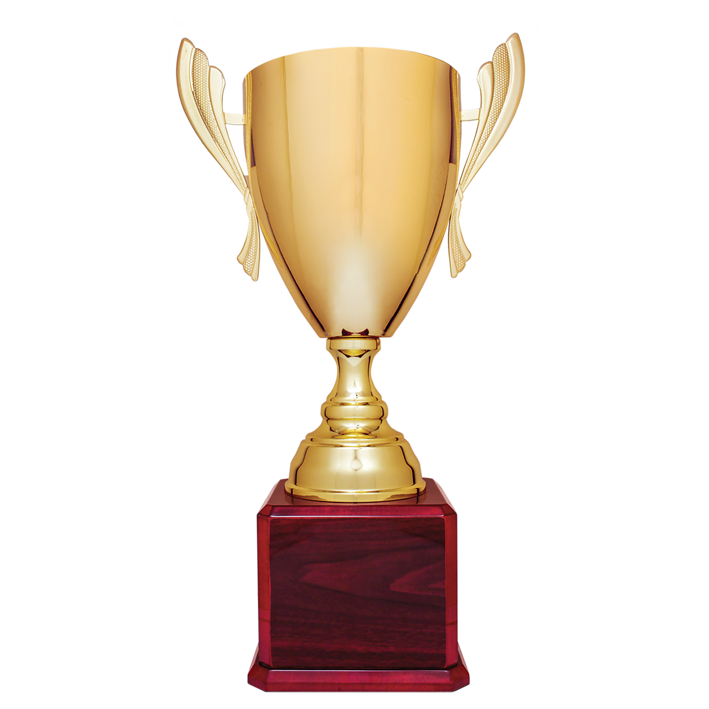 24 3/4" Gold Completed Metal Cup Trophy on Rosewood Royal Piano Finish Base Trophy Cups- Completed Cup