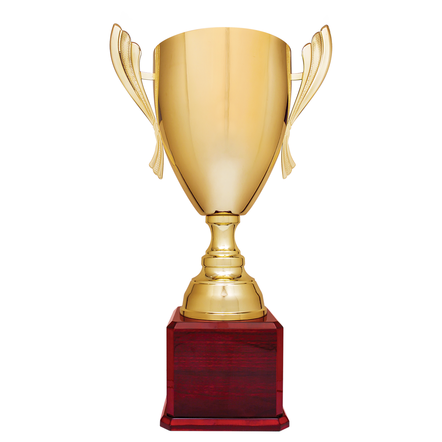 26 1/2" Gold Completed Metal Cup Trophy on Rosewood Royal Piano Finish Base Trophy Cups- Completed Cup