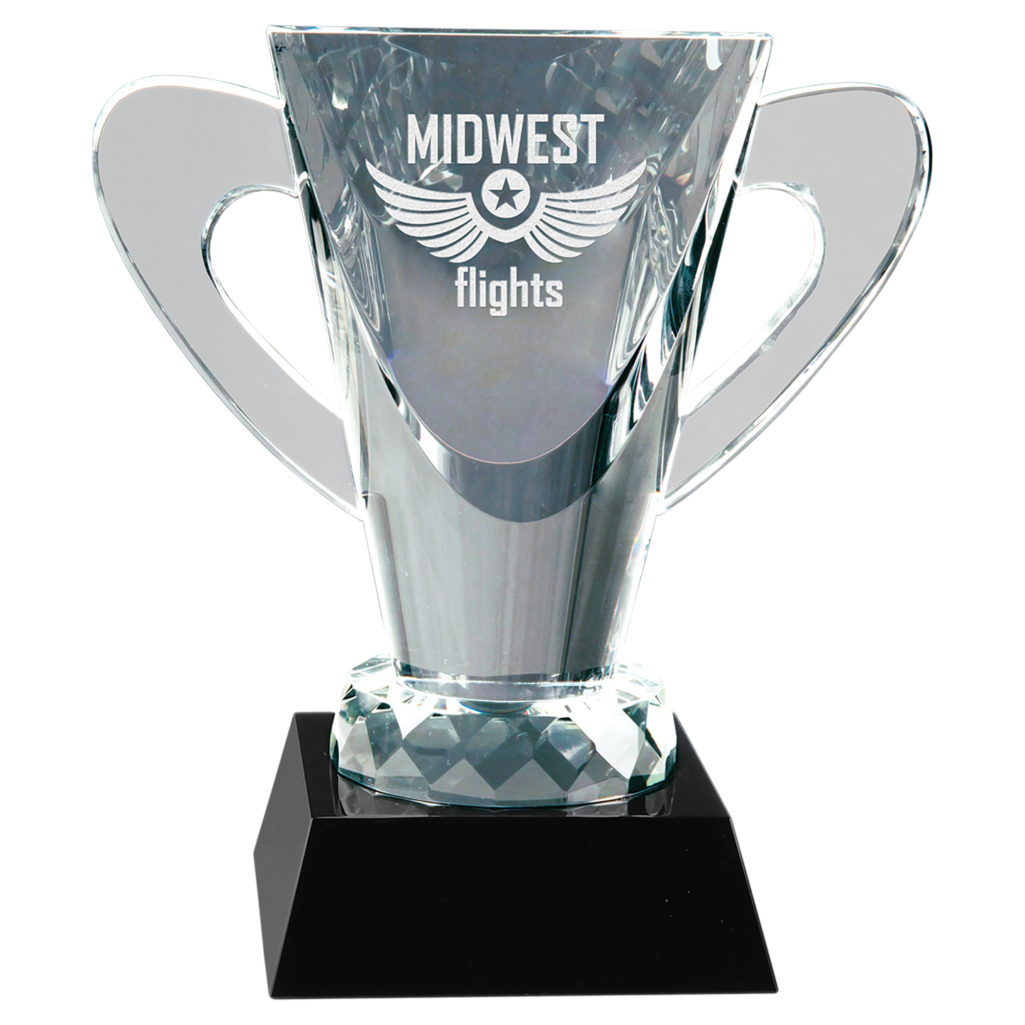 6 1/2" Crystal Cup on Black Pedestal Base Corporate Awards - Premier Crystal Awards