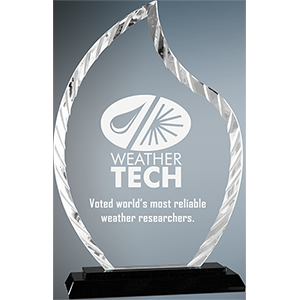 9 1/2" Flame Accent Glass on Black Base Corporate Awards - Glass Awards