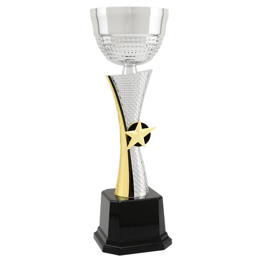 11 3/4" Silver/Gold Textured Completed Metal Cup Trophy Trophy Cups- Completed Cup