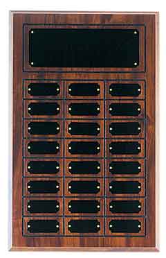 11 3/4" x 18 3/4" Cherry Finish Completed Perpetual Plaque with 24 Plates Plaques - Perpetual Plaques