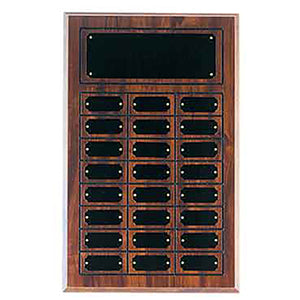 11 3/4" x 18 3/4" Cherry Finish Completed Perpetual Plaque with 24 Plates Plaques - Perpetual Plaques