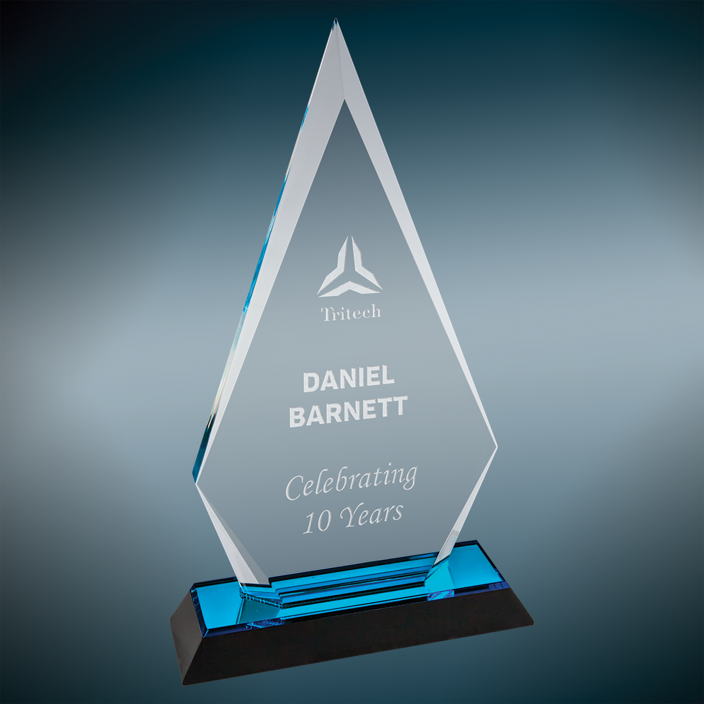 9" Blue Arrow Point Impress Acrylic Corporate Award - Acrylic Award