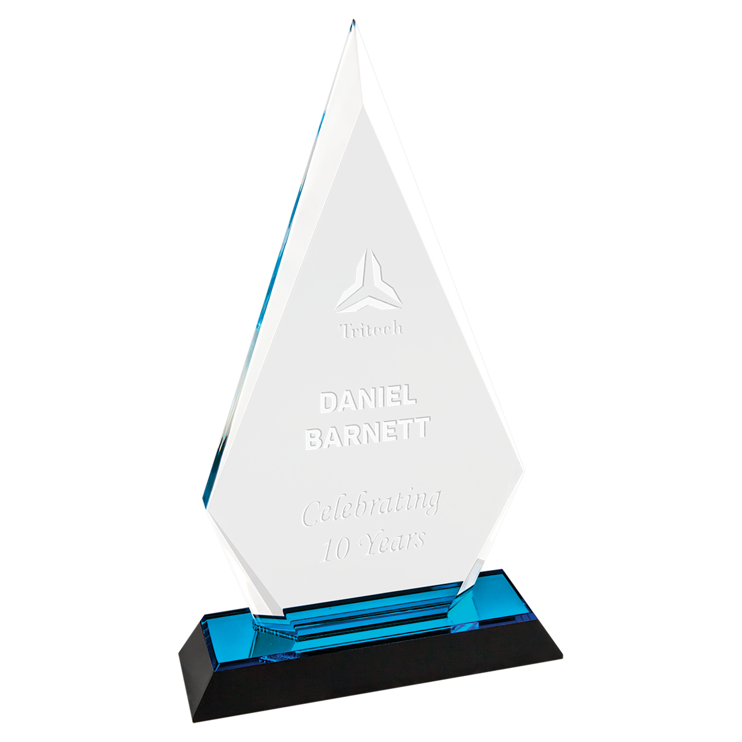 9" Blue Arrow Point Impress Acrylic Corporate Award - Acrylic Award