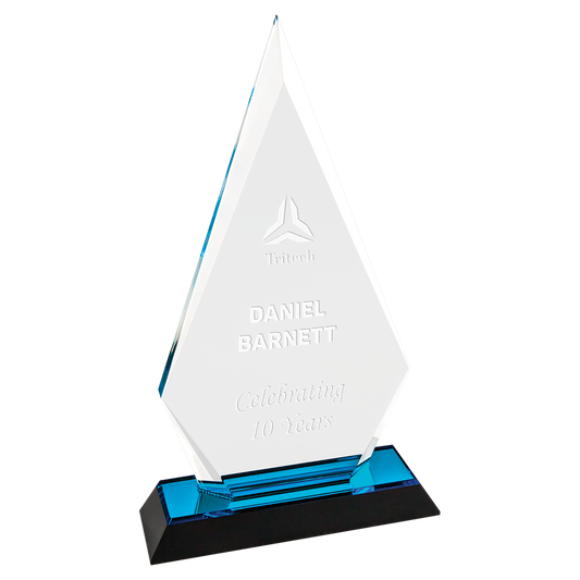 9" Blue Arrow Point Impress Acrylic Corporate Award - Acrylic Award