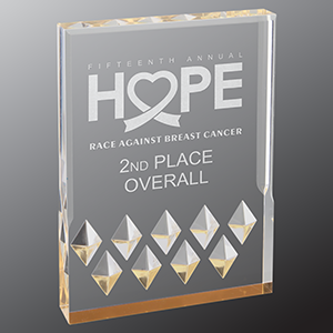 5" x 7" Gold Diamond Mirage Acrylic Corporate Awards - Acrylic Awards