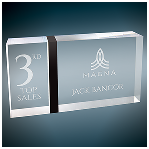 4" x 7" Victory Capri Acrylic with Black Strip Corporate Awards - Acrylic Awards