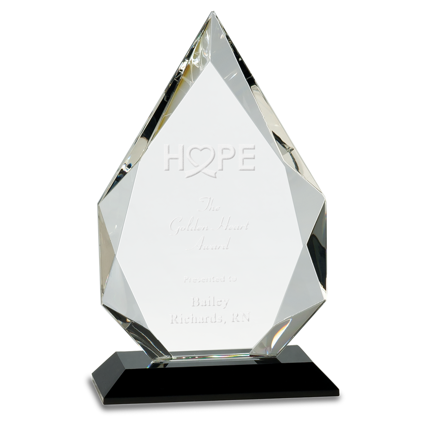 9" Diamond Crystal on Black Pedestal Base Corporate Awards - Premier Crystal Awards