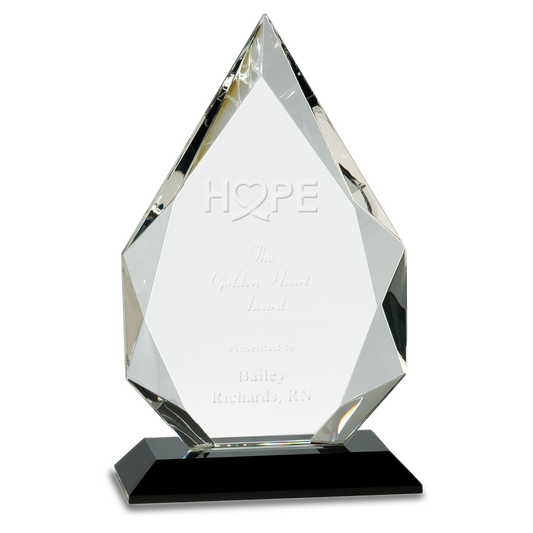 9" Diamond Crystal on Black Pedestal Base Corporate Awards - Premier Crystal Awards