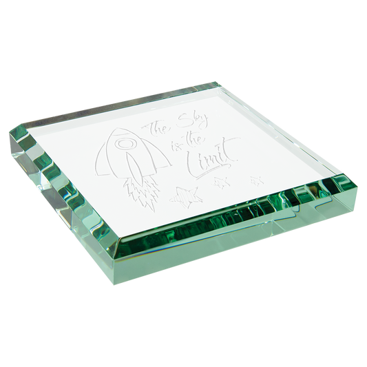 3" x 3" x 1/2" Jade Glass Paperweight Corporate Awards - Glass Awards