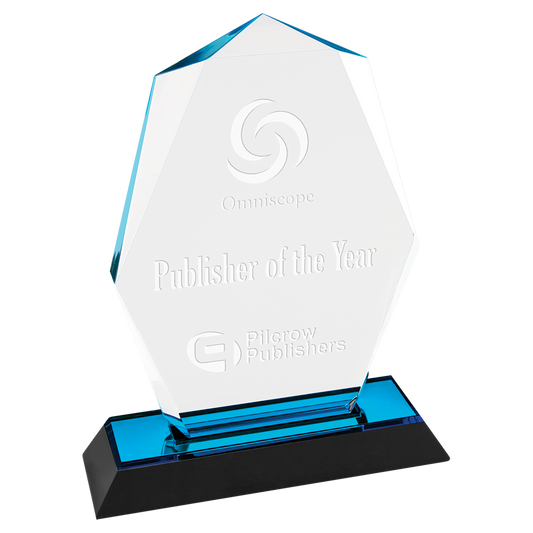7" Blue Octagon Point Impress Acrylic Corporate Award - Acrylic Award