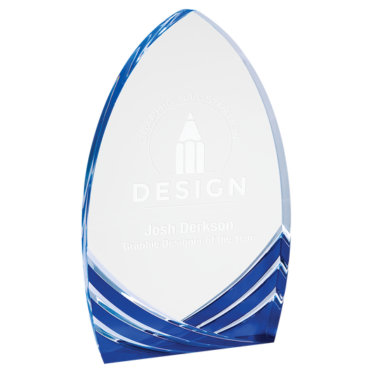 8" Blue Cathedral Soaring Acrylic  Corporate Awards - Acrylic Awards Turn on screen reader support